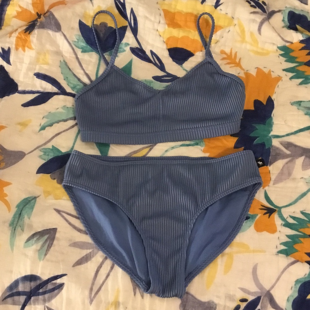 abercrombie kids Blue Ribbed Two-Piece Bikini Set